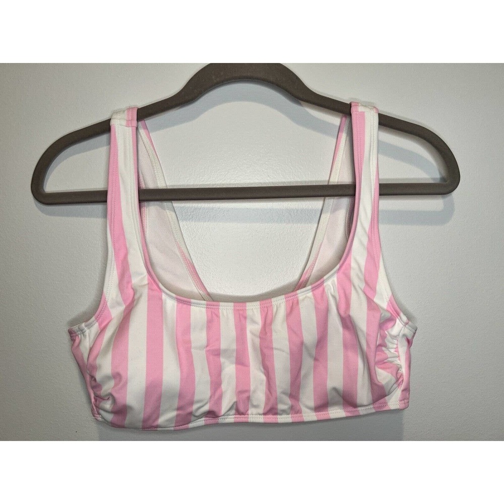 Stoney Clover Lane x Target Pink White Striped Bikini Top Swim Top Size L ~ NEW
